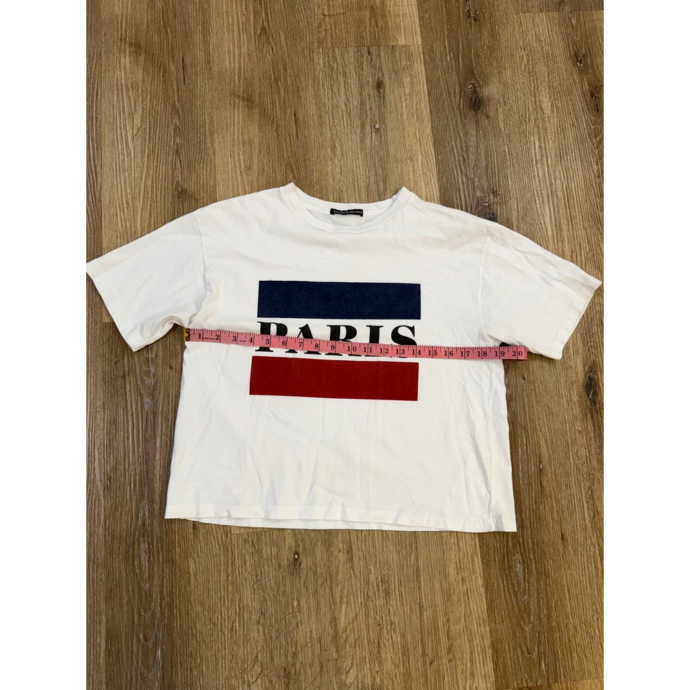 Brandy Melville Paris Graphic Tee Womens One Size White Short Sleeve Coquette - Picture 3 of 6